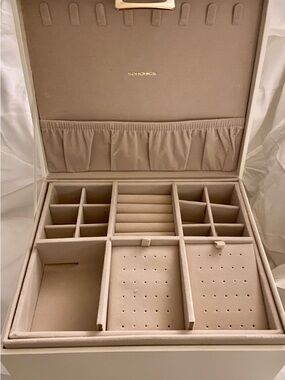 Jewelry Box , multi tiered Cream with Gold Accent